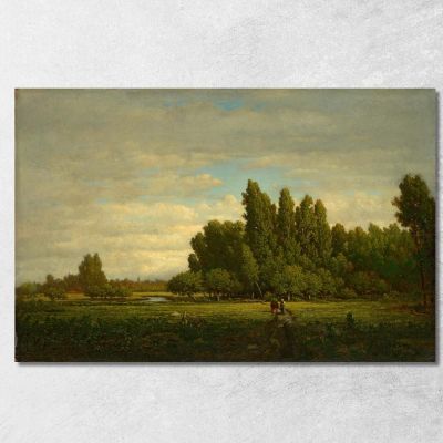 A Meadow Bordered By Trees Théodore Rousseau trs1 canvas print 