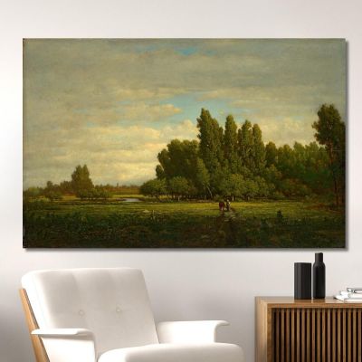 A Meadow Bordered By Trees Théodore Rousseau trs1 canvas print 