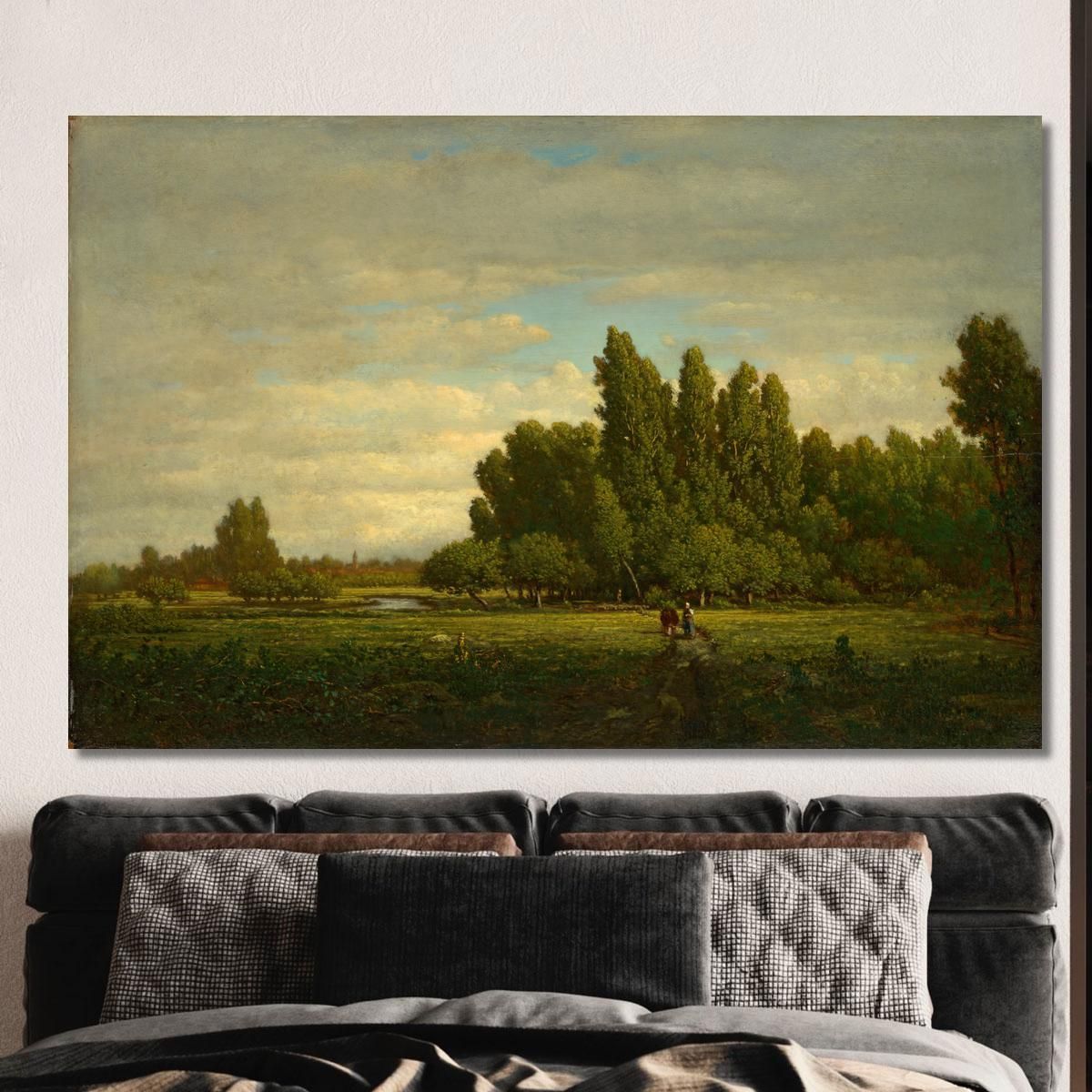 A Meadow Bordered By Trees Théodore Rousseau trs1 canvas print 