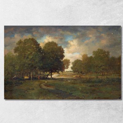 A River In A Meadow Théodore Rousseau trs3 canvas print 