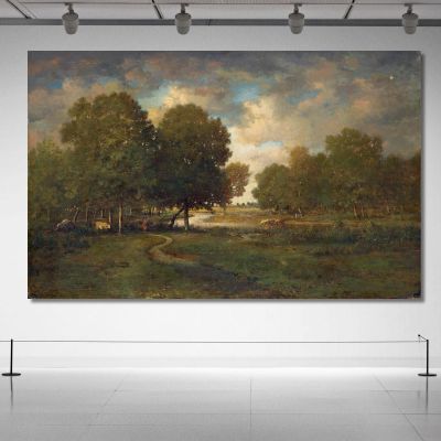 A River In A Meadow Théodore Rousseau trs3 canvas print 