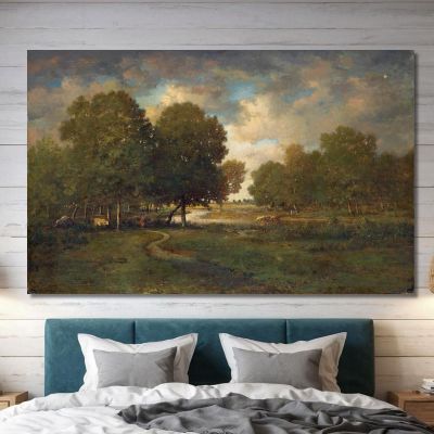 A River In A Meadow Théodore Rousseau trs3 canvas print 