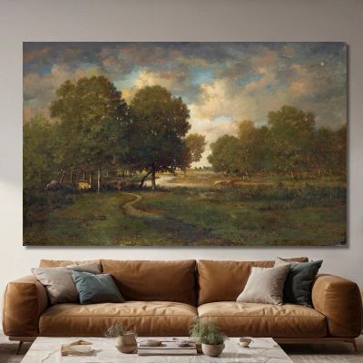 A River In A Meadow Théodore Rousseau trs3 canvas print 