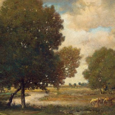 A River In A Meadow Théodore Rousseau trs3 canvas print