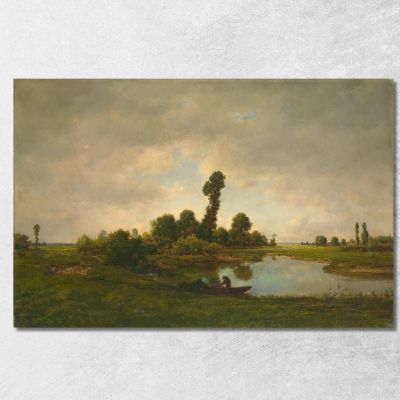 A River Landscape Théodore Rousseau trs4 canvas print 