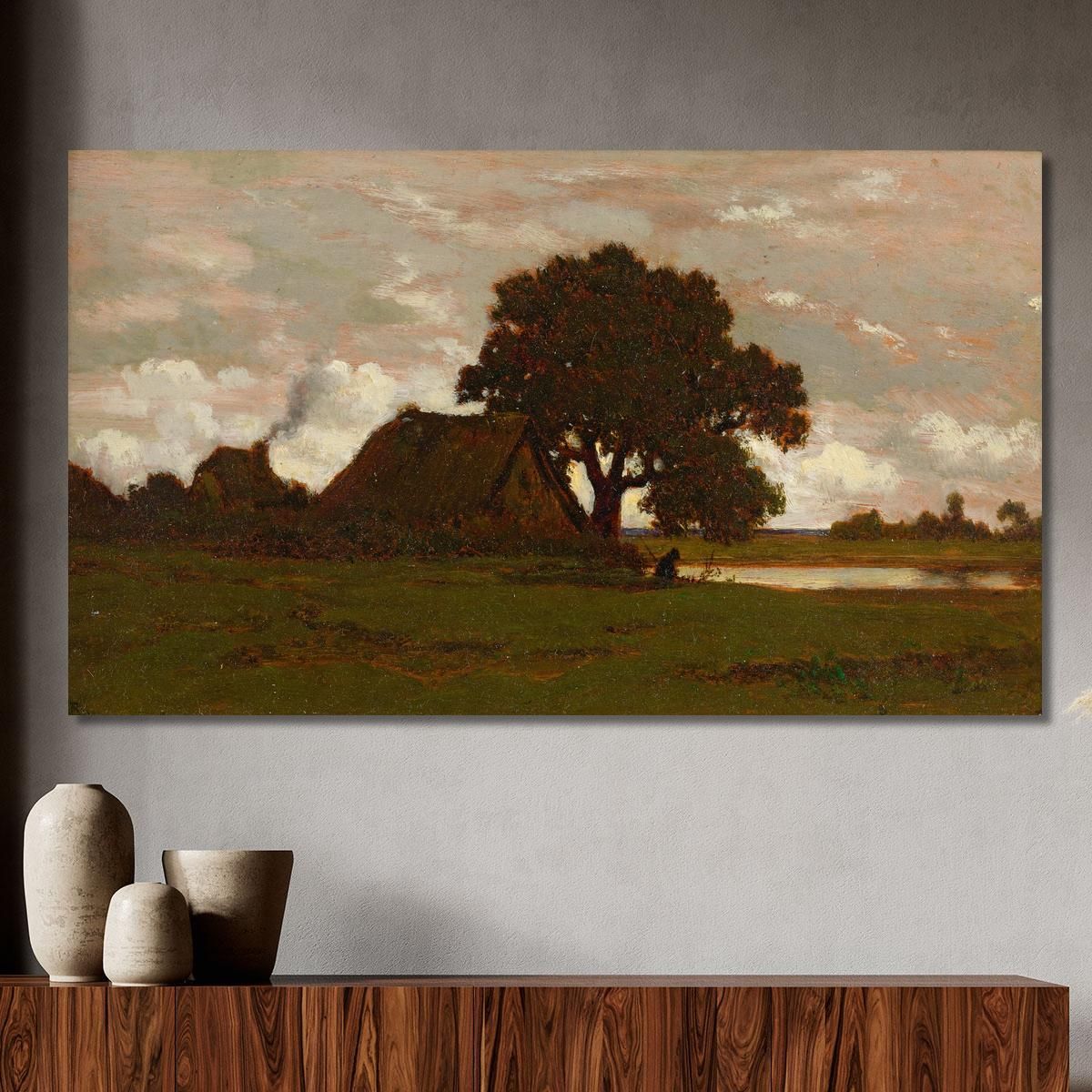 Thatched Cottages Near The Pond Théodore Rousseau trs10 canvas print 