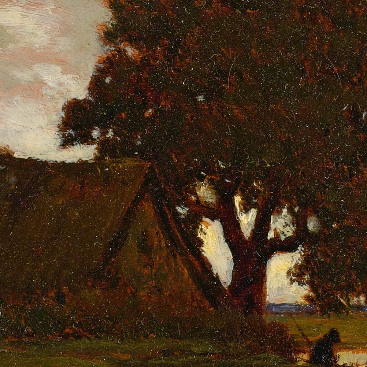 Thatched Cottages Near The Pond Théodore Rousseau trs10 canvas print