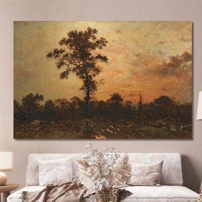 Edge Of The Forest Sun Setting Théodore Rousseau trs11 canvas print 