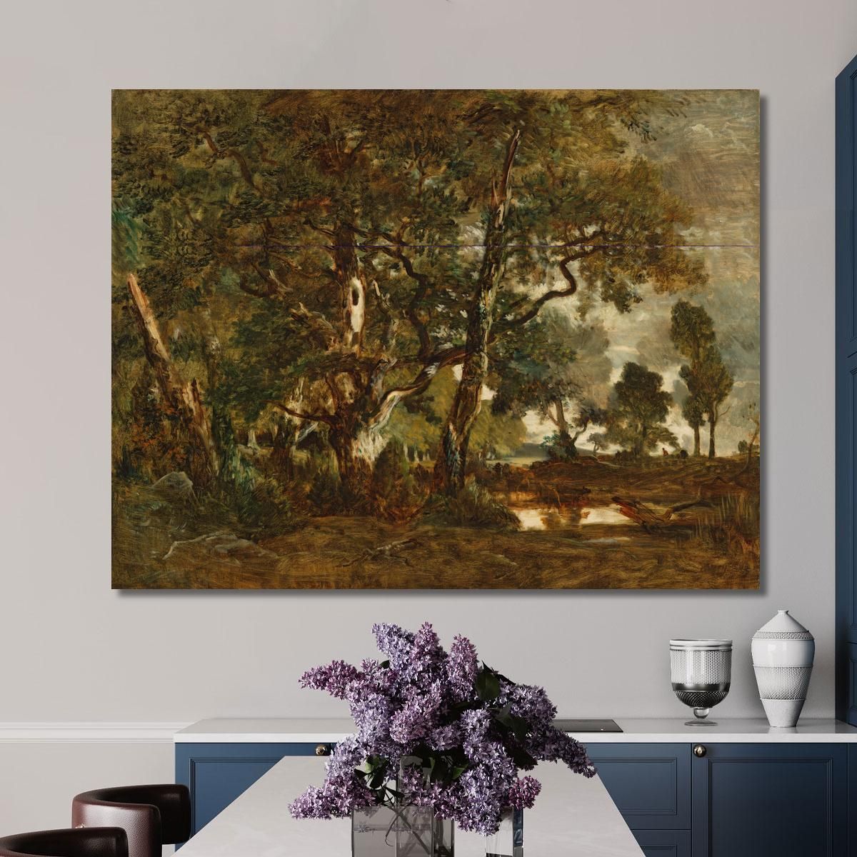Forest Of Fontainebleau Cluster Of Tall Trees Overlooking The Plain Of Clair-Bois At The Edge Of Ba Théodore Rousseau trs12 can