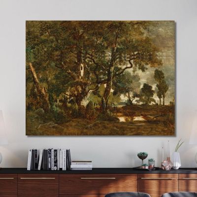 Forest Of Fontainebleau Cluster Of Tall Trees Overlooking The Plain Of Clair-Bois At The Edge Of Ba Théodore Rousseau trs12 can