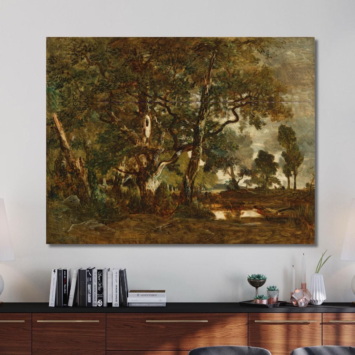Forest Of Fontainebleau Cluster Of Tall Trees Overlooking The Plain Of Clair-Bois At The Edge Of Ba Théodore Rousseau trs12 can