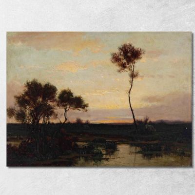 Lake Landscape Théodore Rousseau trs15 canvas print 