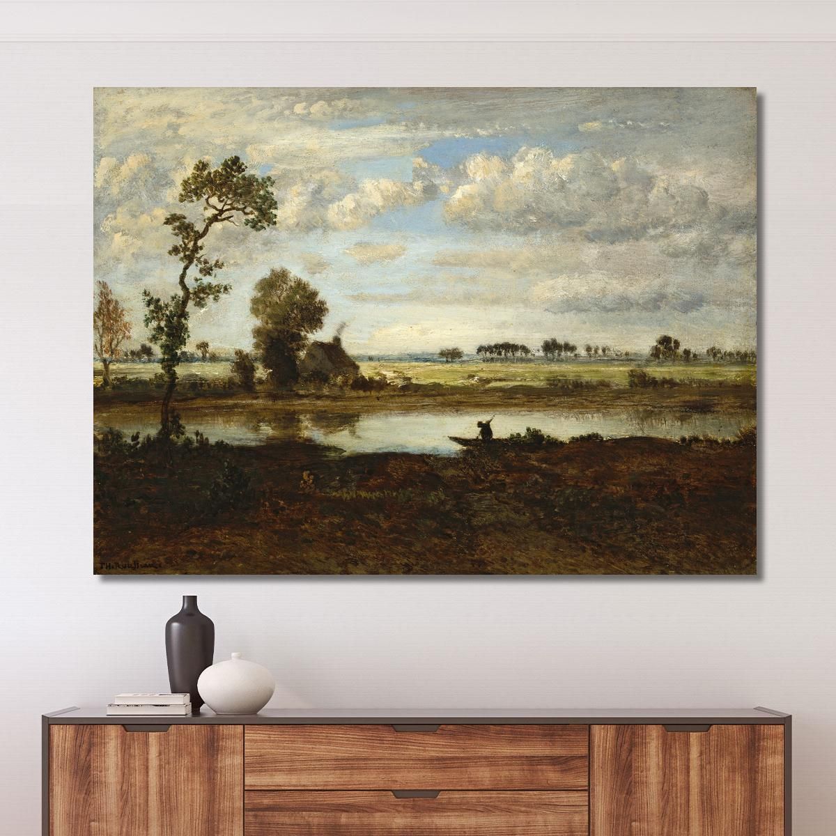Landscape With Boatman Théodore Rousseau trs18 canvas print 