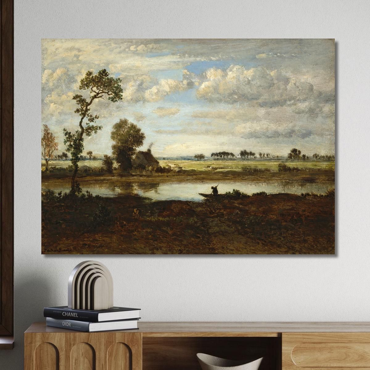 Landscape With Boatman Théodore Rousseau trs18 canvas print 
