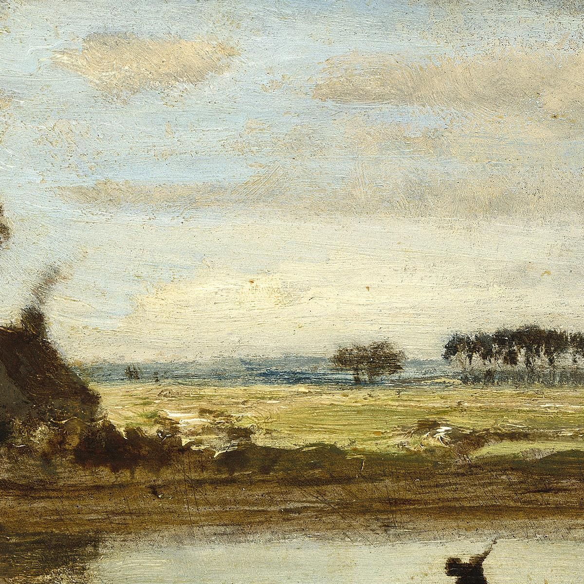 Landscape With Boatman Théodore Rousseau trs18 canvas print
