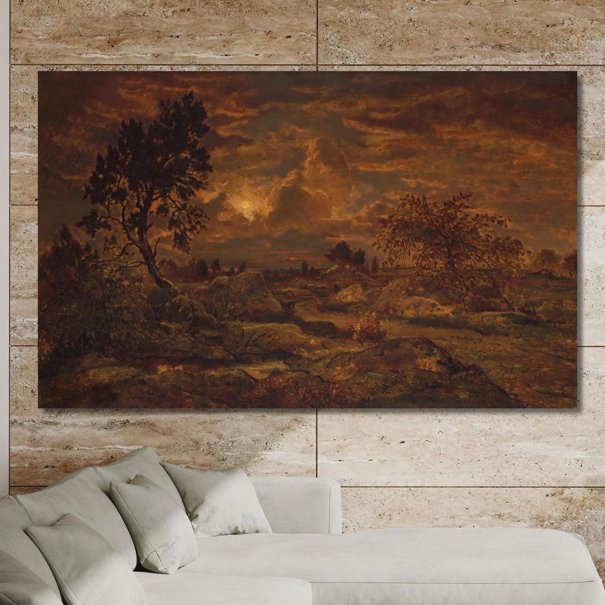 Sunset Near Arbonne Théodore Rousseau trs34 canvas print 