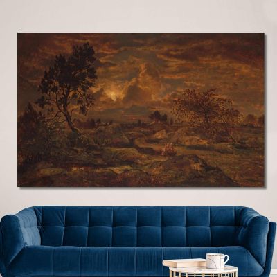 Sunset Near Arbonne Théodore Rousseau trs34 canvas print 