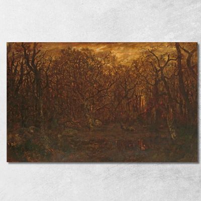 The Forest In Winter At Sunset Théodore Rousseau trs37 canvas print 