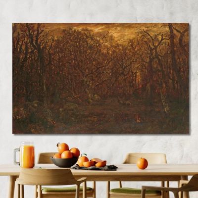 The Forest In Winter At Sunset Théodore Rousseau trs37 canvas print 