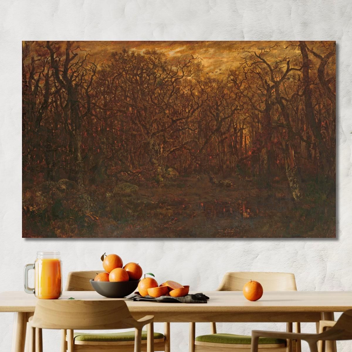 The Forest In Winter At Sunset Théodore Rousseau trs37 canvas print 