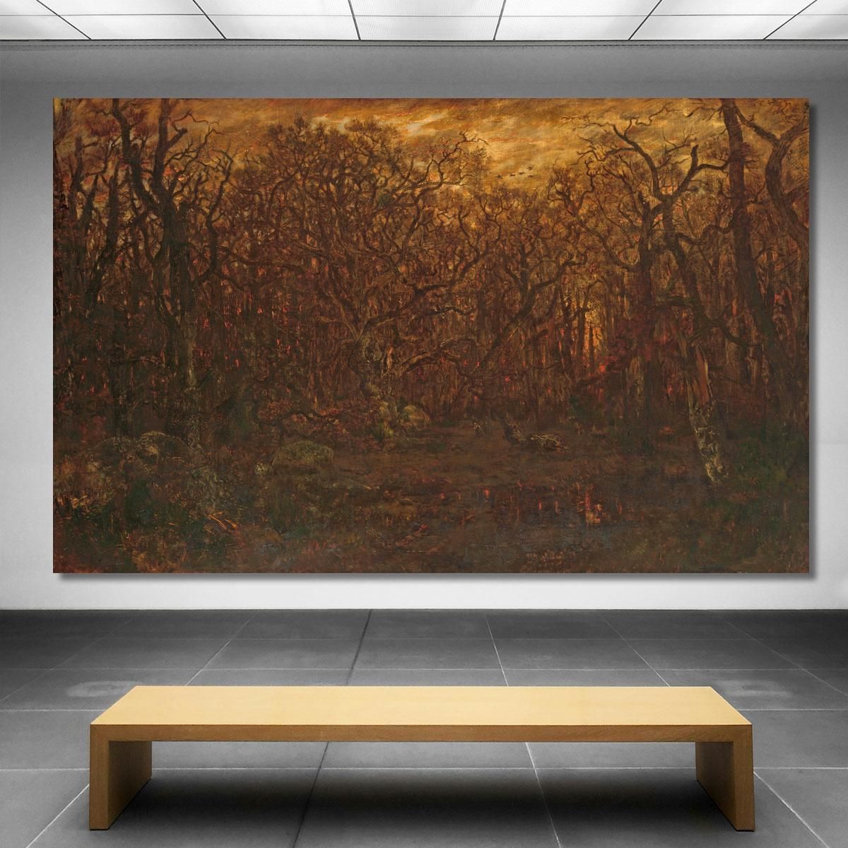 The Forest In Winter At Sunset Théodore Rousseau trs37 canvas print 
