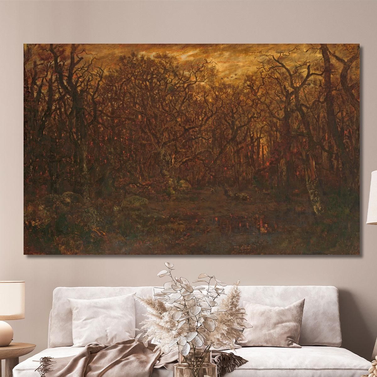 The Forest In Winter At Sunset Théodore Rousseau trs37 canvas print 