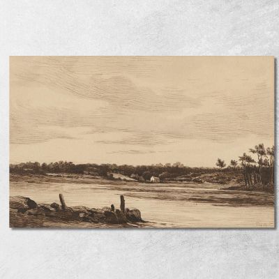 The Loing River At The Edge Of The Forest Of Fontainebleau Théodore Rousseau trs39 canvas print 
