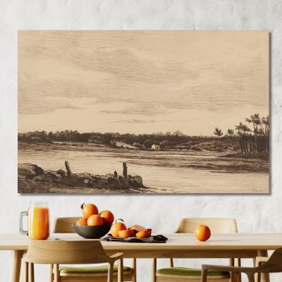 The Loing River At The Edge Of The Forest Of Fontainebleau Théodore Rousseau trs39 canvas print 