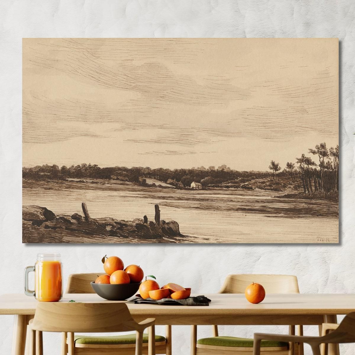 The Loing River At The Edge Of The Forest Of Fontainebleau Théodore Rousseau trs39 canvas print 