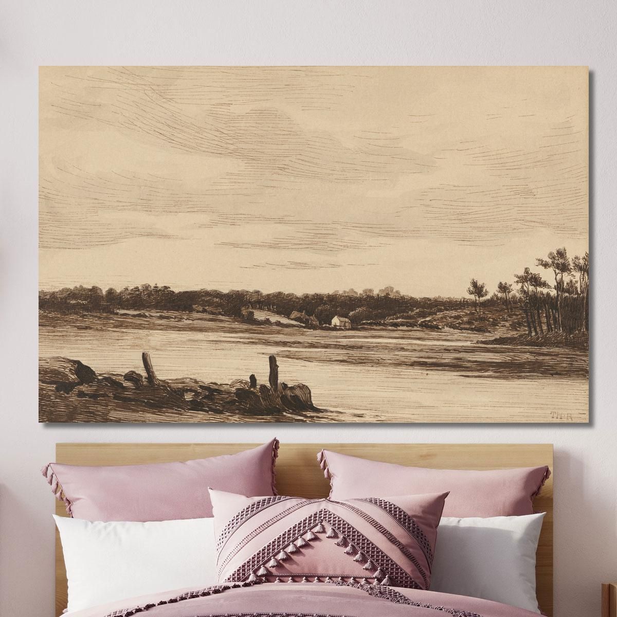 The Loing River At The Edge Of The Forest Of Fontainebleau Théodore Rousseau trs39 canvas print 