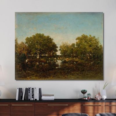 The Pool Memory Of The Forest Of Chambord Théodore Rousseau trs42 canvas print 