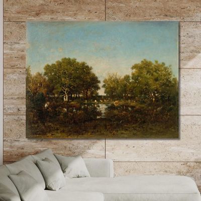 The Pool Memory Of The Forest Of Chambord Théodore Rousseau trs42 canvas print 