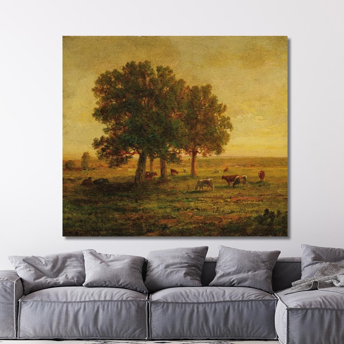 Cows Under A Group Of Oaks Apremont Théodore Rousseau trs44 canvas print 
