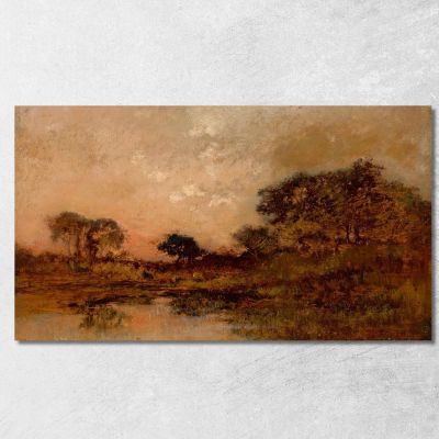 Pond At Dusk Théodore Rousseau trs53 canvas print 