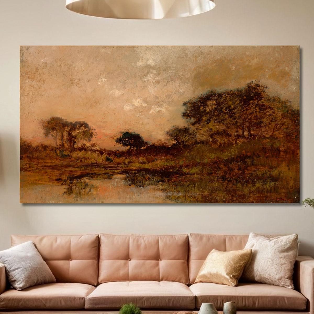 Pond At Dusk Théodore Rousseau trs53 canvas print 
