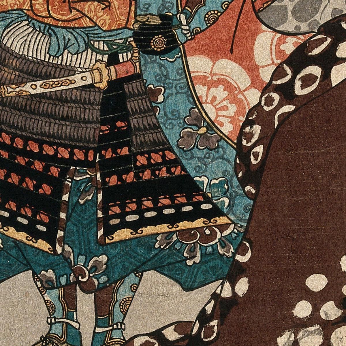 A Samurai Looks On As A Giant Frog Runs Over The Menials Utagawa Kuniyoshi ukn1 canvas print