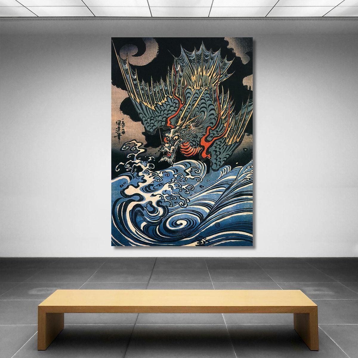 Dragon Flying Above Turbulent Waves Utagawa Kuniyoshi ukn8 canvas print 