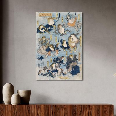 Famous Heroes Of The Kabuki Stage Played Utagawa Kuniyoshi ukn9 canvas print 