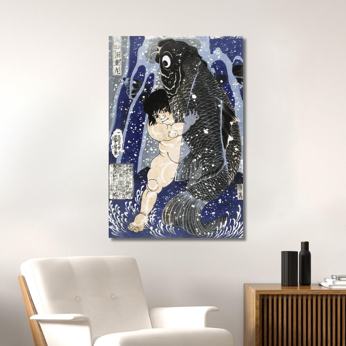 Kintaro Wrestling With Carp Utagawa Kuniyoshi ukn18 canvas print 
