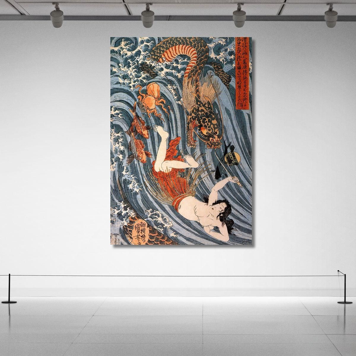 Tamatora Has Recovered The Pearl From The Palace On The Dragon King While She Was Threatened Utagawa Kuniyoshi ukn39 canvas pri