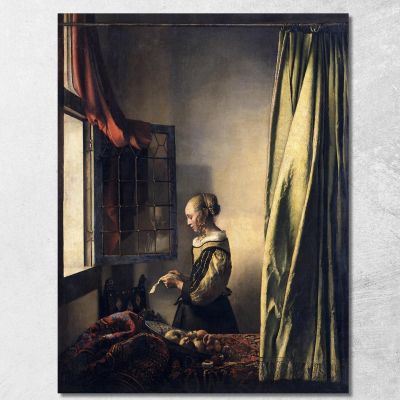 Girl Reading A Letter By An Open Window Jan Vermeer jvr7 canvas print 