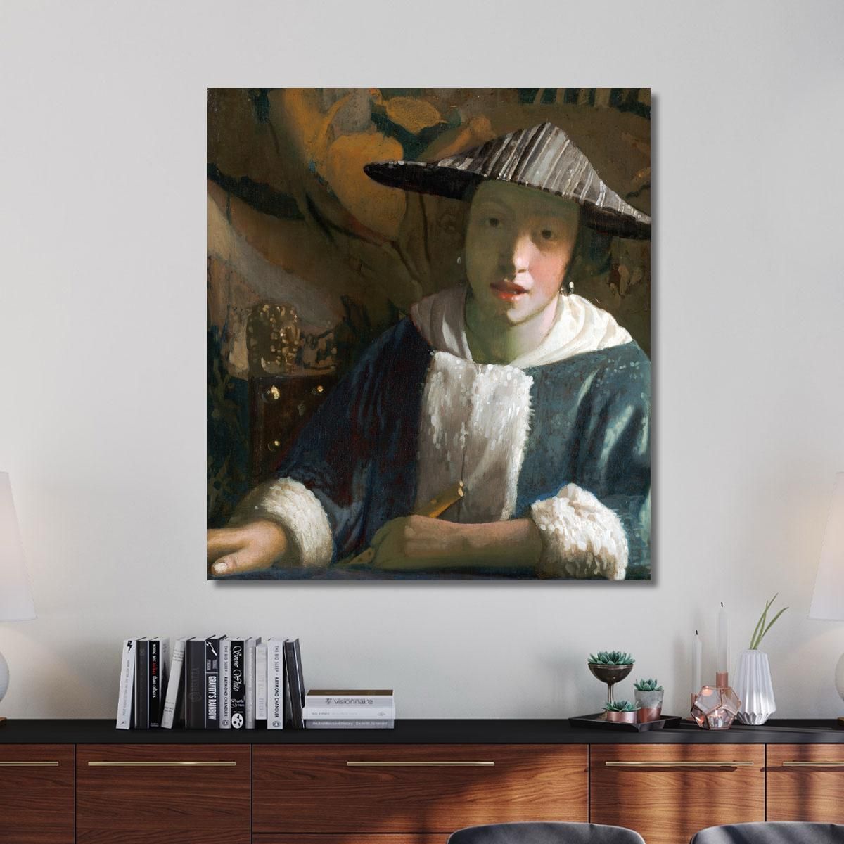 Girl With A Flute Jan Vermeer jvr8 canvas print 