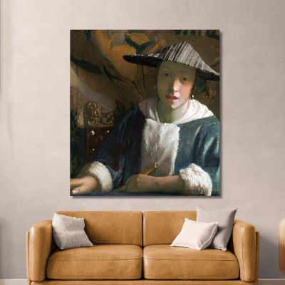 Girl With A Flute Jan Vermeer jvr8 canvas print 