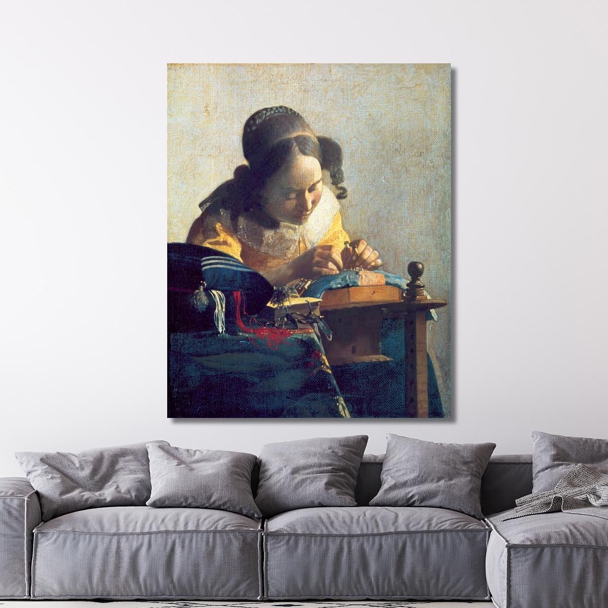 The Lacemaker Jan Vermeer, jvr24 ภาพพิมพ์บนผ้าใบแคนวาส