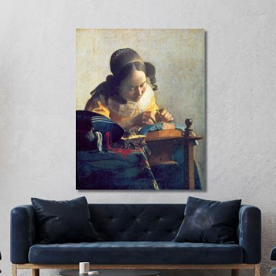 The Lacemaker Jan Vermeer, jvr24 ภาพพิมพ์บนผ้าใบแคนวาส