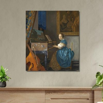 Young Woman Seated At A Virginal Jan Vermeer jvr35 canvas print 