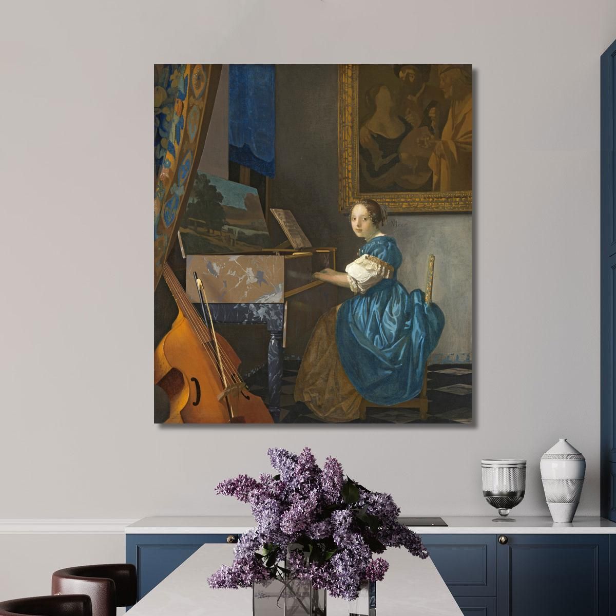 Young Woman Seated At A Virginal Jan Vermeer jvr35 canvas print 