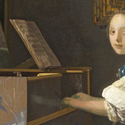 Young Woman Seated At A Virginal Jan Vermeer, jvr35 canvas print