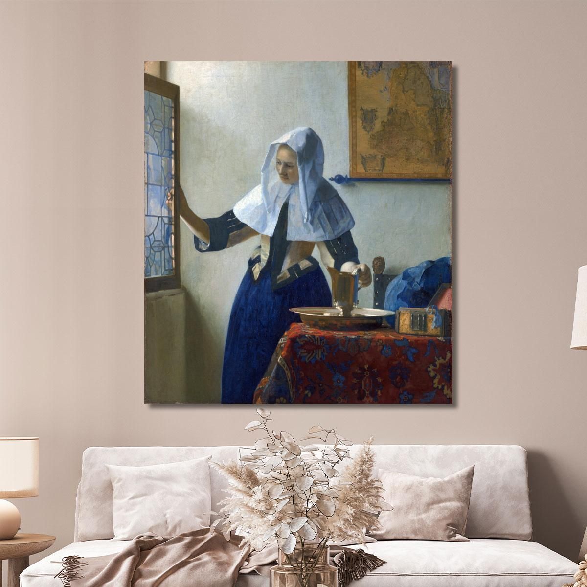 Young Woman With A Water Pitcher Jan Vermeer, jvr37 canvas print