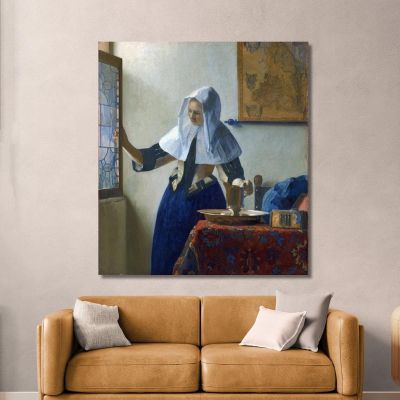 Young Woman With A Water Pitcher Jan Vermeer, jvr37 canvas print